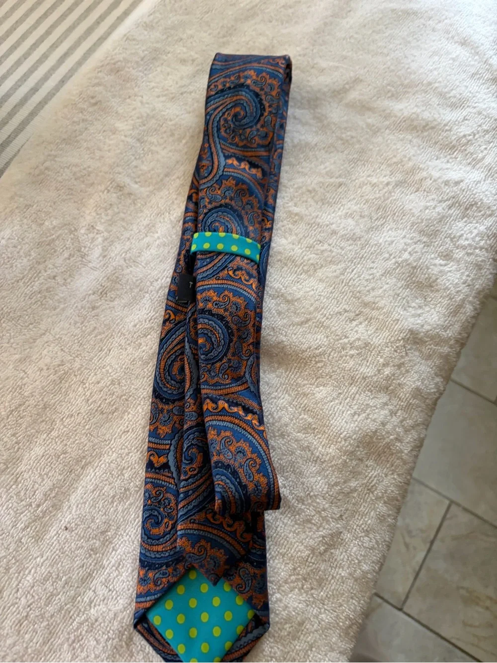Ted Baker Navy and Orange Paisley Silk Tie